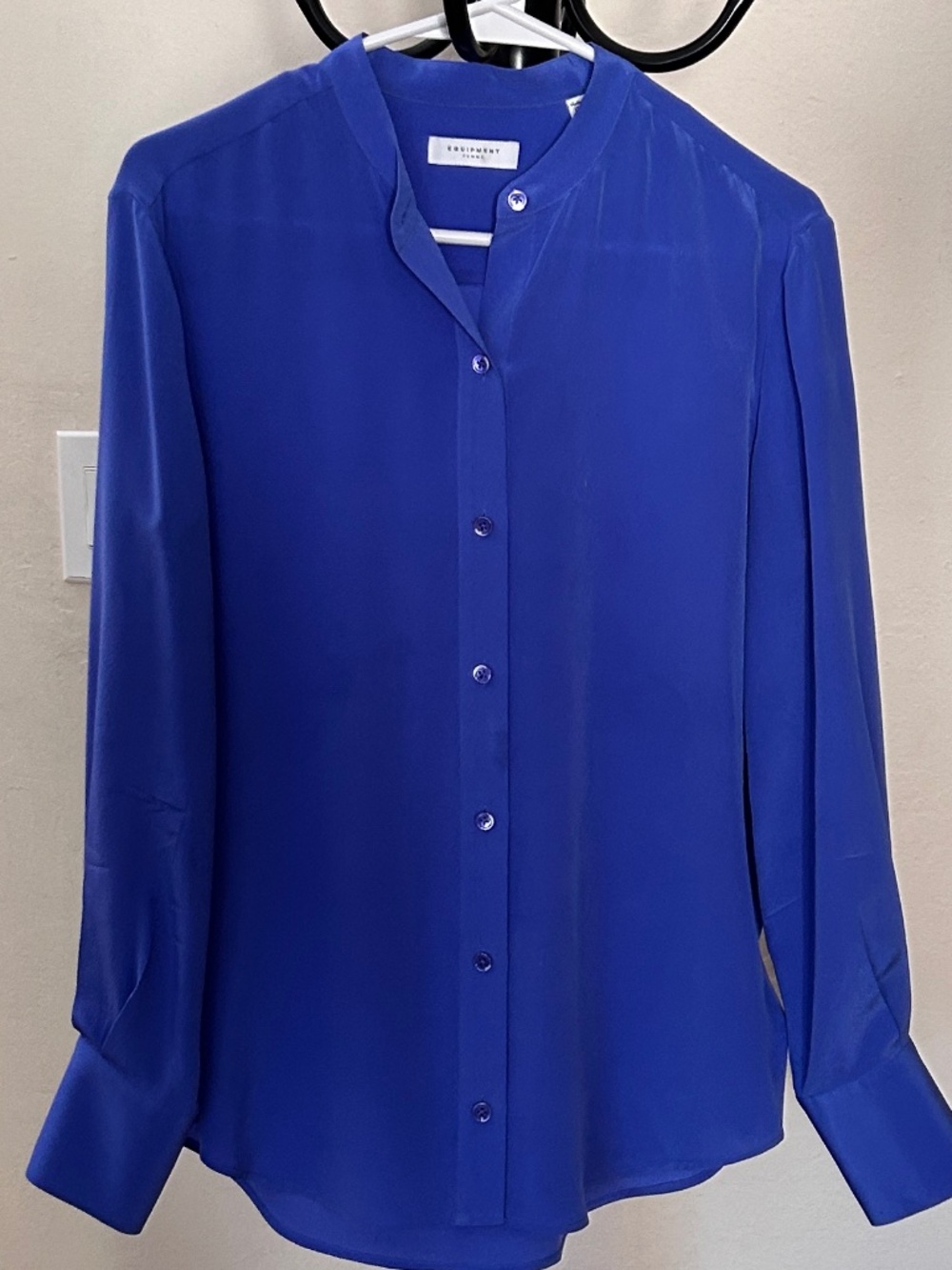 Blue Soft Silk Button-up Long Sleeve Shirt